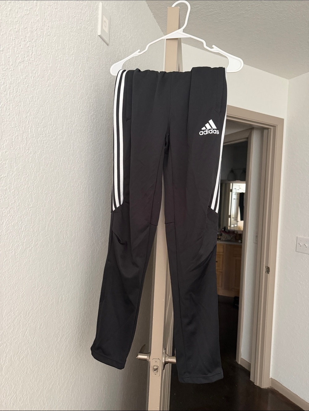 adidas Black Track Pants with White Side Stripes